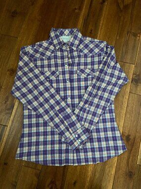 Purple Plaid Wrangler Button Down Shirt - Size Small